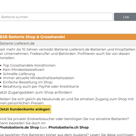 batterie-lieferant Erfahrungen & Bewertungen